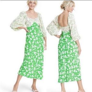 Rixo X Target Green Long Sleeve Floral Midi